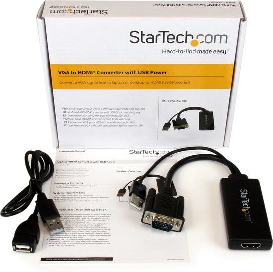 StarTech VGA naar HDMI Adapter met USB Audio & Voeding - Zwart - 0.3m