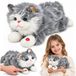 Peluche chaton gris avec sons de miaulement 40 cm