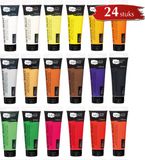 Artina Crylic Acrylverf Set 24x Hoogwaardig Acrylverf Tubes à 120ml – Acrylverfset - Plakkaatverf Schilderset