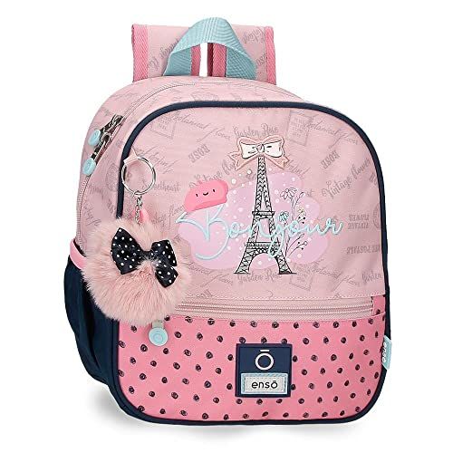 Enso Bonjour koerierstas voor meisjes, Roze, Mochila Preescolar Adaptable a Carro, Rugzak voor kleuterschool, aanpasbaar aan de trolley