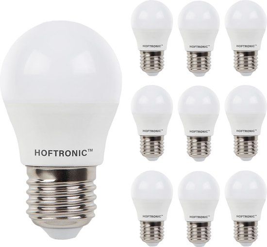 HOFTRONIC Voordeelverpakking 10x E27 LED Lampen - 2,9 Watt 250lm - 6500K Daglicht wit licht - Grote fitting - G45 vorm
