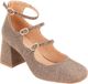 Les tropeziennes par M. Belarbi Delphine leren ballerina met hak beige glitter 40