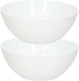 PlasticForte Dessert en serveer schaaltjes / kommetjes - 2x - 950 ml - wit - kunststof - rond - 17 x 7 cm