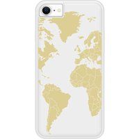 Apple Bedrukt siliconen hoesje compatibel met iPhone 6, Apple iPhone 6S Map beige