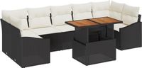 vidaXL Tuinbank Set 8-delig Zwart en Crème
