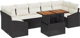 vidaXL Salon de jardin 8 pièces noir et crème