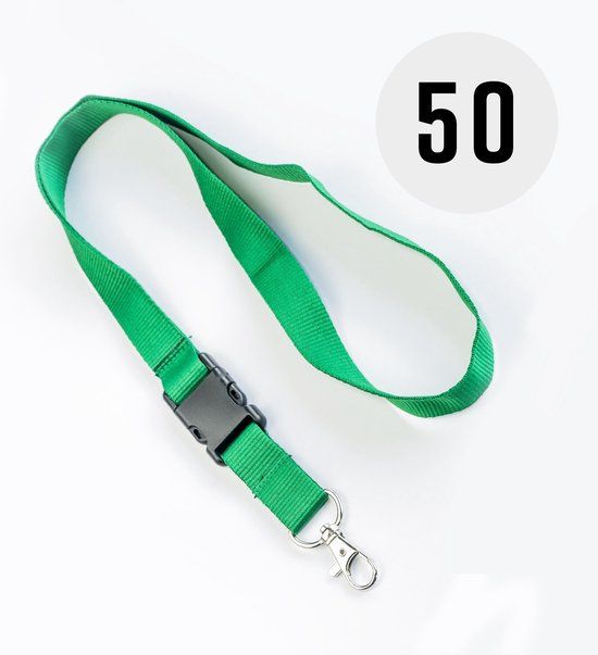 Groen keycord - 50 stuks - 100% polyester - 50.50 cm x 2 cm