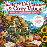 Summer Bold & Easy Coloring Book: Summer Cottagecore & Cozy Vibes Vol.10
