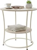 Merkloos Relaxdays Bijzettafel - rond - 55xØ55 cm - naturel/ crème