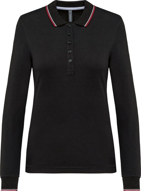 Kariban K281 Women's Polo Shirt - Long Sleeve - Black / Red / White - M