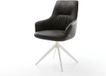 DELIFE Chaise de salle à manger Zelia-Flex avec accoudoir piètement croisé large microvelours anthracite vintage pivotant à 360° fonction basculante noyau à ressorts ensachés