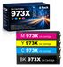 HP Cartouches d'encre 973X/973XL, set de 4, convient pour PageWide Pro, couleurs : noir/cyan/magenta/jaune