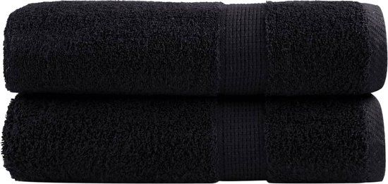 vidaXL Badhanddoeken SOLUND 2 stuks 600 g/m² 100x150 cm Zwart Katoen