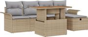 vidaXL Tuinbank Set Beige Polyrattan