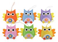 Mopec decoratieve hanger uilen, verpakking met 6 stuks, stof, meerkleurig, 2.00 x 13.00 x 11.00 cm