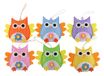 Mopec decoratieve hanger uilen, verpakking met 6 stuks, stof, meerkleurig, 2.00 x 13.00 x 11.00 cm