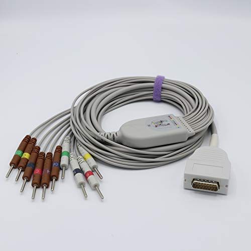 Sino-K EKG kabel compatibel met Burdick E350, E350I, E550, E560, Eclipse LE, EK10, Elite, Elite II - 10 lood - 3 m - IEC - CE/FDA