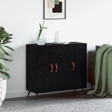 vidaXL Dressoir Zwart Eiken 89,5 x 34 x 80 cm Bewerkt Hout