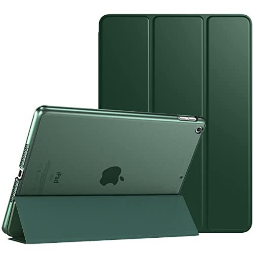 Visaccy Beschermhoes compatibel met iPad 9e generatie 2021 10,2 inch / 8. 2020 / 7. 2019 met penhouder [Automatisch weken/slaap], semi-transparant, zacht TPU, donkergroen