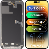 MP Touchscreen Display compatibel met Apple iPhone 14 Pro Max, met Frame, Premium Soft OLED FHD 120Hz Diagnostic Versie, Zwart