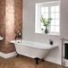Hudson Reed Oxford Baignoire îlot demi-ronde Classique 168,5cm x 75cm - Version Gauche - Blanc Brillant, avec Pieds de Baignoire Noirs