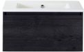 BES LED Frozen Badmeubelset 80 cm - Greeplijst in Kleur - Black Oak - Keramische Wastafel Wit Zonder Kraangat