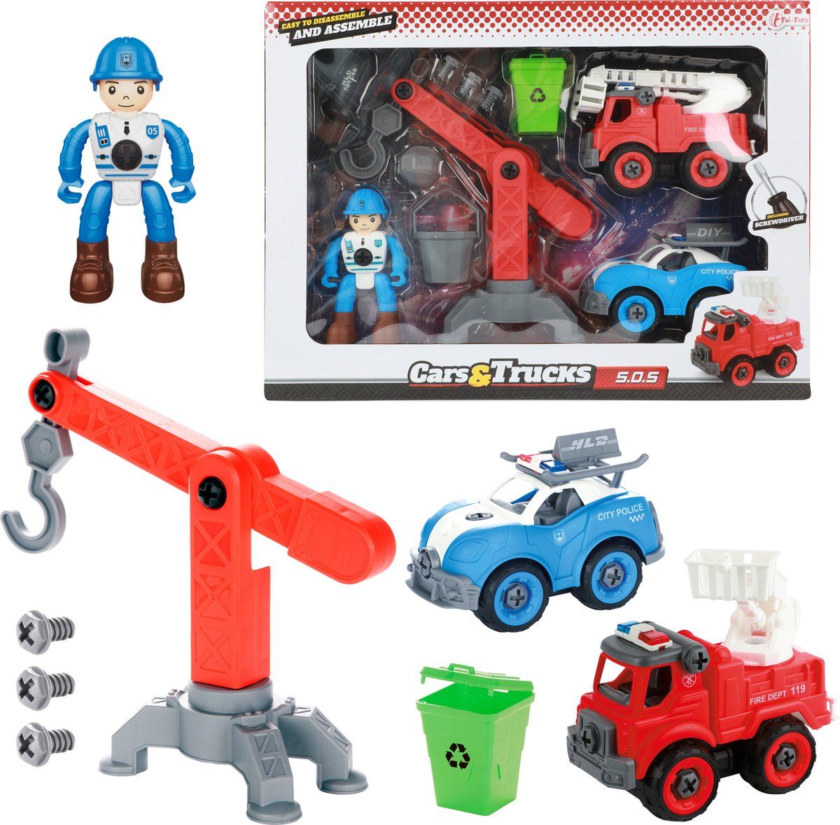 Toi Toys Cars&Trucks Speelset Hulpdienst Met Accessoires - Multicolor