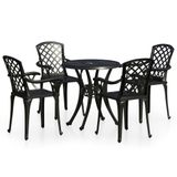 vidaXL 5-delige Bistroset Gietaluminium Zwart