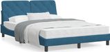 Prolenta Maison Exclusive - Lit avec matelas bleu 140 x 190 cm, velours