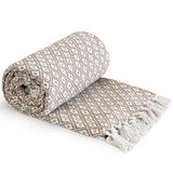Emma Barclay Casablanca - Scandi Geweven Gerecycled Katoenen Stoel Sofa Setee Bed Gooi Over Deken in Taupe - 50x60 (127x152cm)