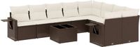 vidaXL 10-delige Loungeset met kussens, polyrattan, bruin