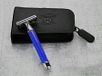 Haryali London Heren scheren DE-veiligheidsscheermes tweesnijdig aluminium handvat Blue Edition