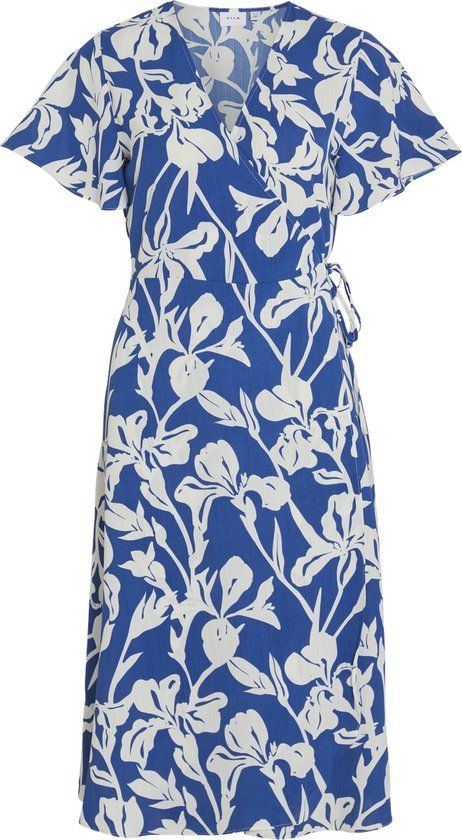 Vila Vilovie S/s Wrap Midi Dress - Noos - True Blue/ellis - Size 38