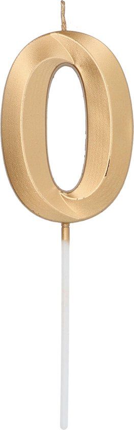 Gouden cijferkaars 0 glamour metallic 7 cm