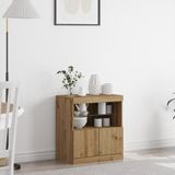 vidaXL LED Dressoir Bruin Bewerkt Hout 60,5 x 37 x 67 cm