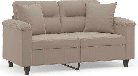 vidaXL Tweezitsbank met kussens 120 cm microvezelstof taupe