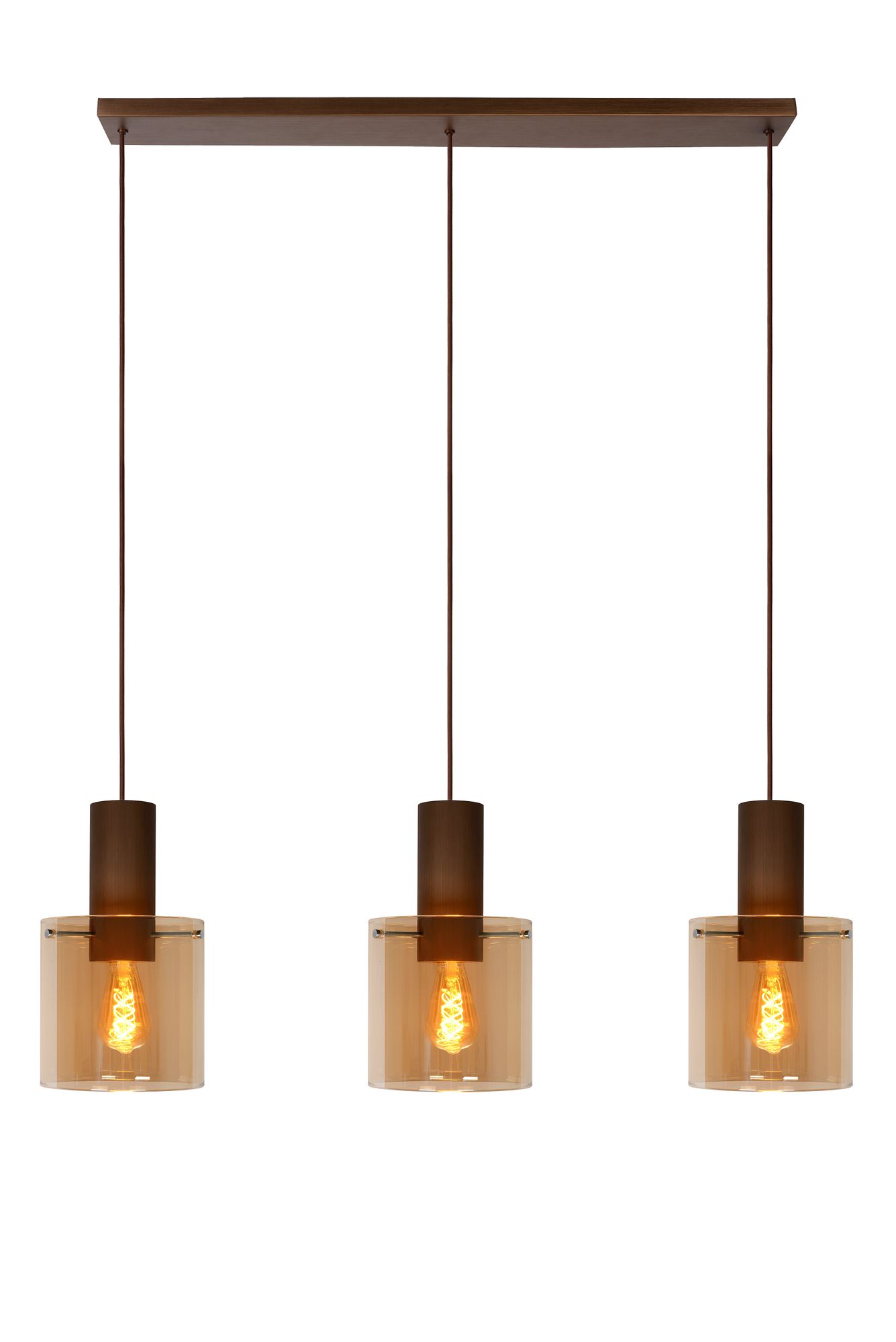 Lucide TOLEDO Hanglamp - Ø 20 cm - 3xE27 - Amber - Dimbaar