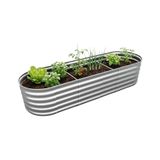 Relaxdays Moestuinbak - 45x240x60 cm - verzinkt metaal - zilver