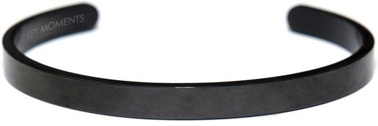 Key Moments Panda Key Moments 8KM-BM0011 - Stalen open bangle met tekst - strength comes from within - one-size - zwart