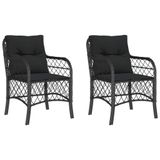 vidaXL Tuinstoelen 2 st met kussens poly rattan zwart