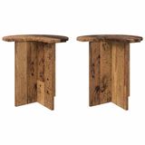 vidaXL Bijzettafel 2 st Oud hout Ø 39 x 38 cm Bewerkt hout