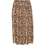 KAFFE Curve KAFFE Vrouwenrok Edina Kniehoogte Polyester Naturel Leopard Print Maat 44