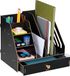 Relaxdays bureau organizer, 3 documentenhouders, 3 bakjes, 2 pennenbakken, 1 lade, kantoor & school, mdf, zwart