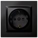 SIMON Schuko inbouwdoos, Simon 10, 250 V, 16 A, plat en dun wandstopcontact, eenvoudig te installeren, inclusief frame, deksel en mechanisme, vrouwelijk stopcontact, zwart