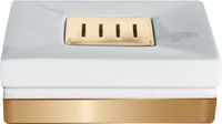 Spirella Roma Zeephouder – Praktische Zeepschaal voor de Badkamer – Robuust en Eenvoudig te Reinigen – Wit/Goud – Kunststof