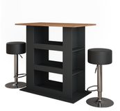 Vicco Repose Bartafel set – 110 x 65 cm met 2 barkrukken Eik goud/antraciet