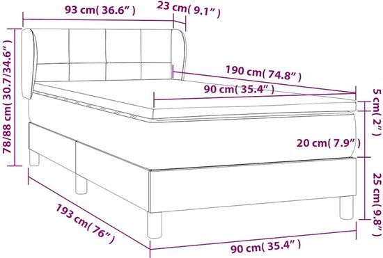 vidaXL Boxspring met matras fluweel donkergroen 90x190 cm