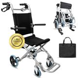 OrtoPrime Aluminium Rolstoel, Inklapbaar, Lichtgewicht, Orthopedisch, voor Ouderen, Thuis en Buiten