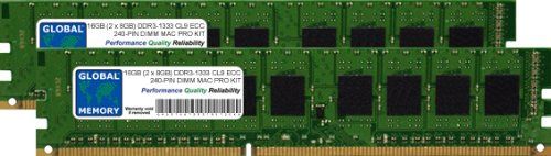 GLOBAL MEMORY 16GB (2 x 8GB) DDR3 1333MHz PC3-10600 240-PIN ECC DIMM (UDIMM) GEHEUGEN RAM KIT VOOR APPLE MAC PRO (MIDDEN 2010-2012)