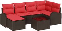 vidaXL Tuinbank - Set - 7 - st - Bruin - [Synthetisch]: - Poly - Riet